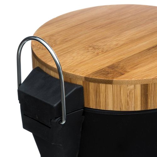 Poubelle salle de bain 3L - Noir / Naturel