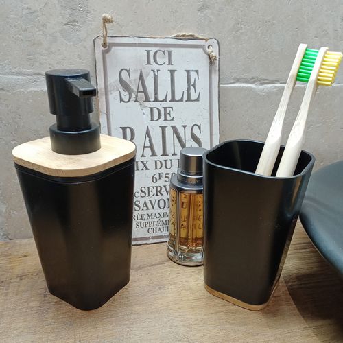 Distributeur à Savon Ou Lotion Noir Et Bambou 200 Ml