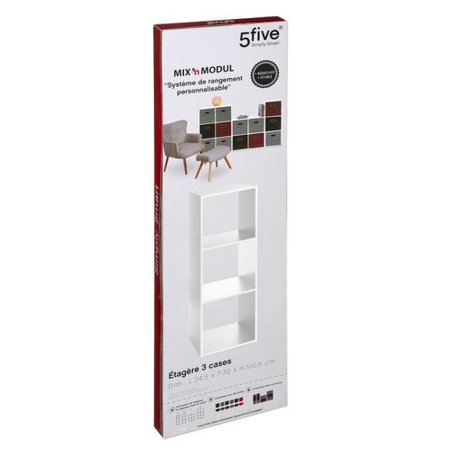 Etagère Rectangulaire à 3 Cases Mix - H. 100,5 Cm - Blanc