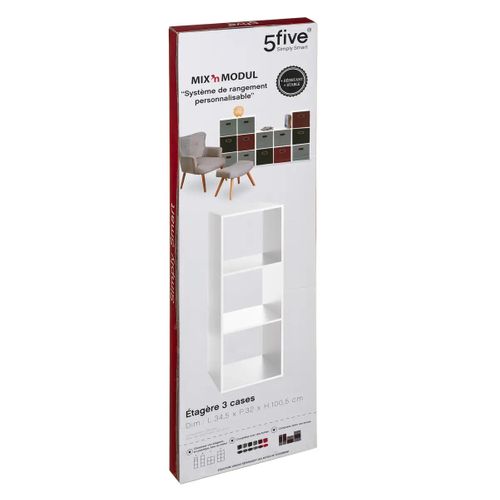 Etagère Rectangulaire à 3 Cases Mix - H. 100,5 Cm - Blanc