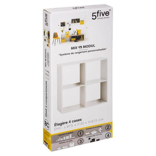 Etagère 4 Cases Mix - P. 32 Cm X H. 67,5 Cm - Blanc