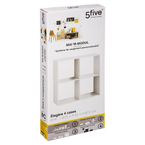 Etagère 4 Cases Mix - P. 32 Cm X H. 67,5 Cm - Blanc