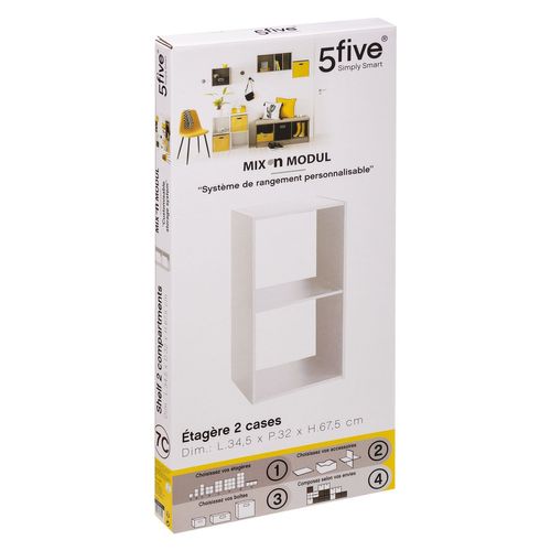 Etagère 2 Cases Mix - P. 34,5 Cm X H. 67,5 Cm - Blanc