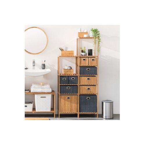 Étagère De Rangement Colonne 4 Niveaux En Bambou H 111.5 Cm