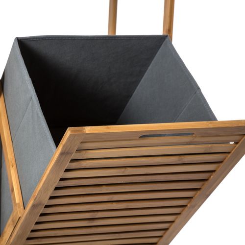 Etagère De Salle De Bain En Bambou Avec Panière À Linge Intégrée - Hauteur 118 Cm