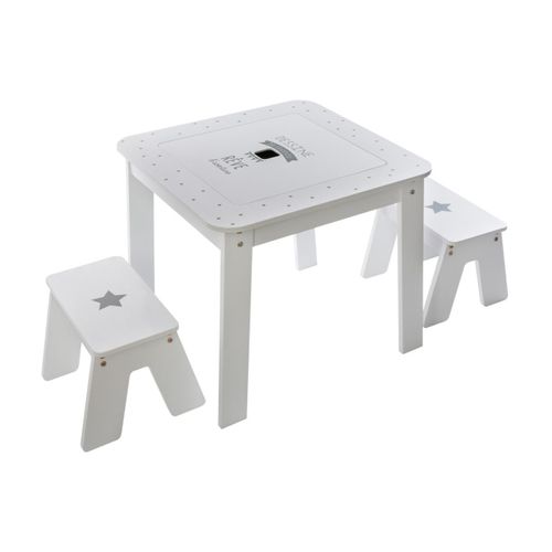 Table Enfant et 2 Tabourets "Bac" 57 cm Gris