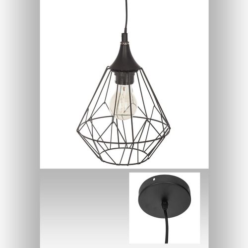 Luminaire Suspension En Métal Filaire Noir D 19 Cm