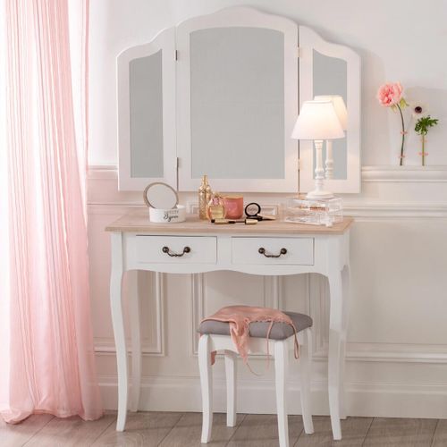 Console Chrysa - 2 Tiroirs - Blanc Et Bois