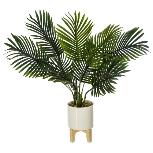 Plante artificielle H72 cm PALMIER Blanc / Vert vue 3/4