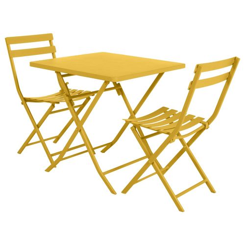 Table De Jardin Pliante Carrée Greensboro - 2 Places - Jaune Moutarde