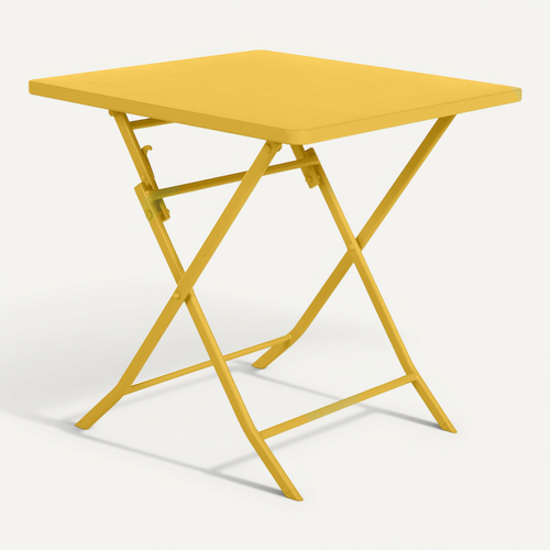 Table De Jardin Pliante Carrée Greensboro - 2 Places - Jaune Moutarde