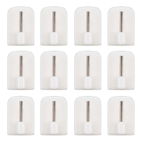 Lot De 12 Crochets Adhésifs "tringle à Rideau" 2cm Blanc