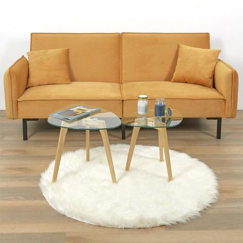 Tables Gigognes Galets Plateaux En Verre Trempé (lot De 2)