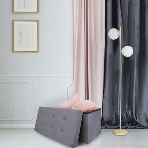 Banc Coffre De Rangement En Suédine Lina Gris Anthracite