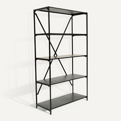Bibliothèque Design 5 Plateaux De Rangement En Métal H.155 Cm - Noir