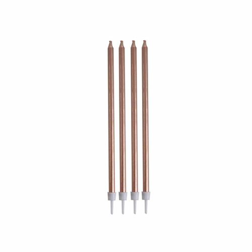 Lot De 16 Bougies D'anniversaire "longues" 14cm Doré Rose