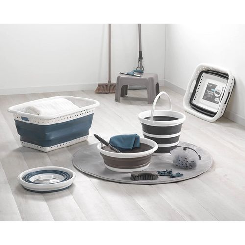Bassine Rétractable, bassine plastique, seau pliable, Grise et Blanche