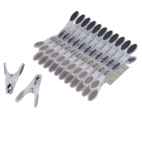 Lot De 24 Pinces À Linge "bi-matière" 8cm Anthracite et Taupe