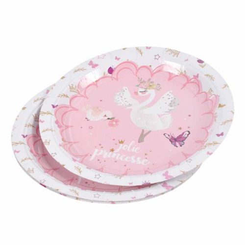 Lot De 6 Assiettes En Carton "cygne Ii" 18cm Rose