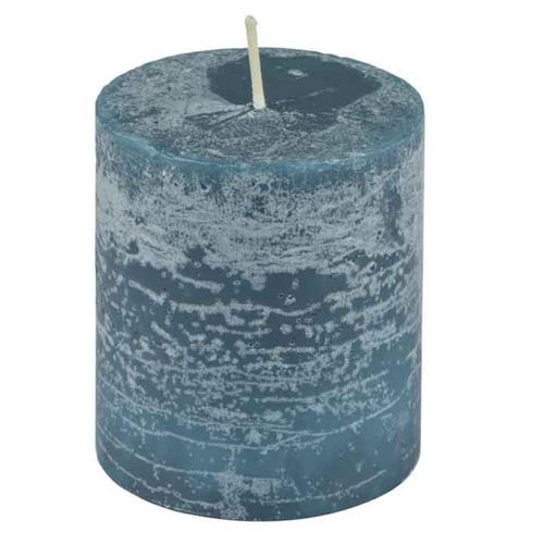 Bougie Pilier Déco "rustique" 7cm Bleu Paon