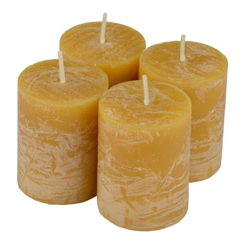 Lot De 4 Bougies Piliers Rustiques - Cire Bordeaux 6x8 Cm - Longue Durée De Combustion Pour Noël Et Décorations - 9
