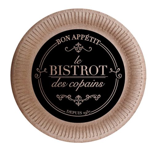 Lot De 10 Assiettes En Carton "bistrot" 18cm Naturel