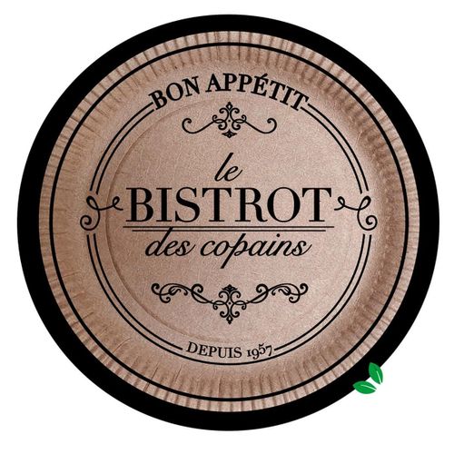 Lot De 10 Assiettes En Carton "bistrot" 23cm Naturel