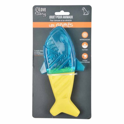 Jouet Pour Chien Givré "requin" 18cm Bleu et Jaune
