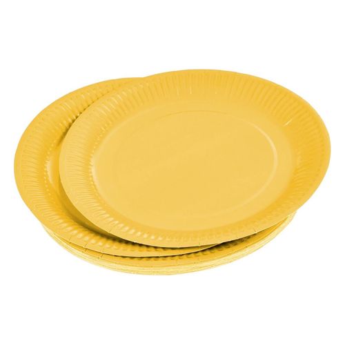 Lot De 20 Assiettes En Carton "vitamine" 18cm Moutarde