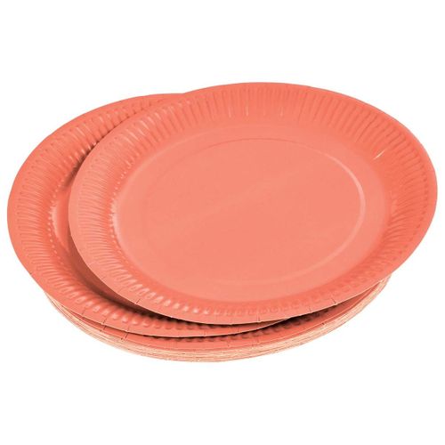 Lot De 20 Assiettes En Carton "vitamine" 23cm Terracotta