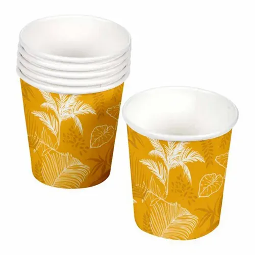 Lot De 10 Gobelets En Carton "exotic Mood" 23cl Moutarde