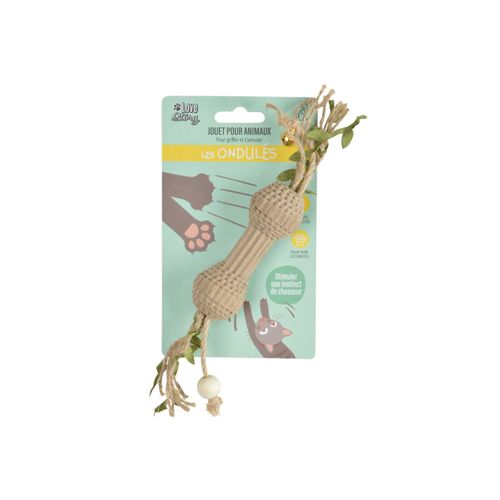 Jouet Pour Chat "haltère et Ficelles" 17cm Naturel