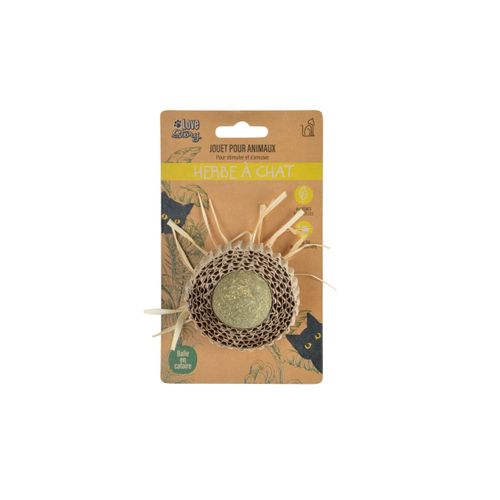 Jouet Pour Chat "balle Herbe et Carton" 13cm Naturel