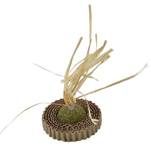 Jouet Pour Chat "balle Herbe et Carton" 13cm Naturel
