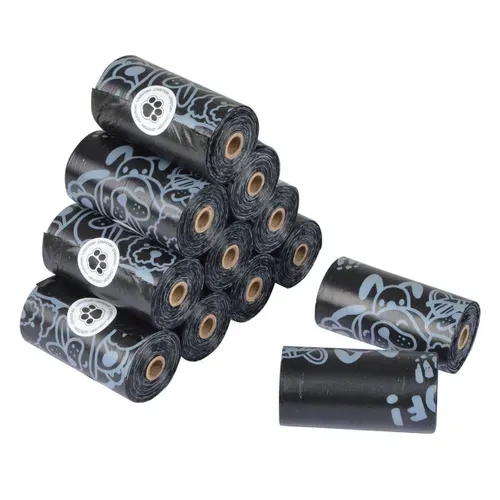 Lot De 12 Rouleaux De 20 Sacs "déjections" 12cm Noir