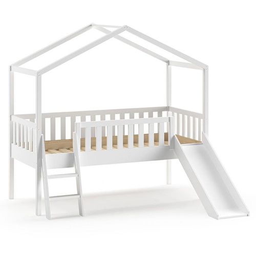 Lit Enfant Cabane, échelle et Toboggan "dallas" 90x200cm Blanc