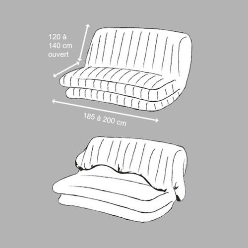 Housse Clic-clac Matelassée Dos Nu Noir 140x200