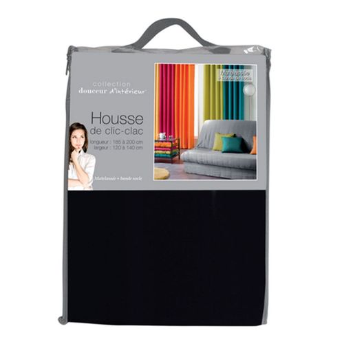 Housse Clic-clac Matelassée Dos Nu Noir 140x200