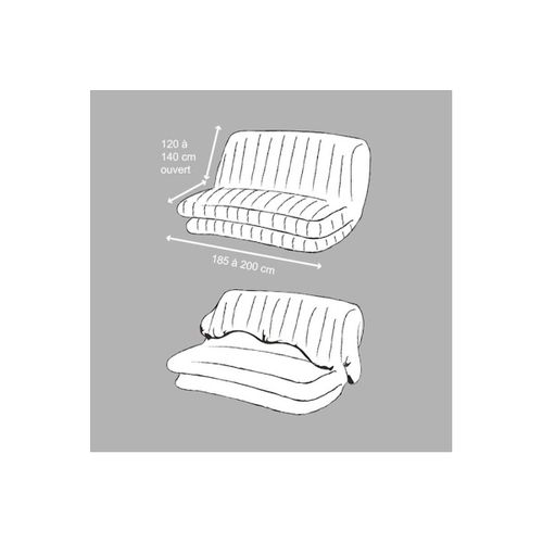 Housse Clic-clac Matelassée Dos Nu Gris 140x200