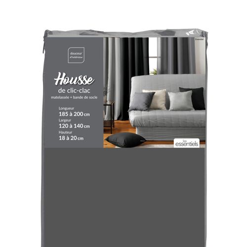 Housse Clic-clac Matelassée Dos Nu Anthracite 140x200