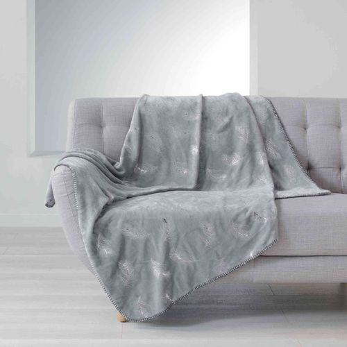 Plaid Imprimé Métallisé Sensalia Gris 125x150 Cm