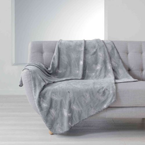 Plaid Imprimé Métallisé Sensalia Gris 125x150 Cm