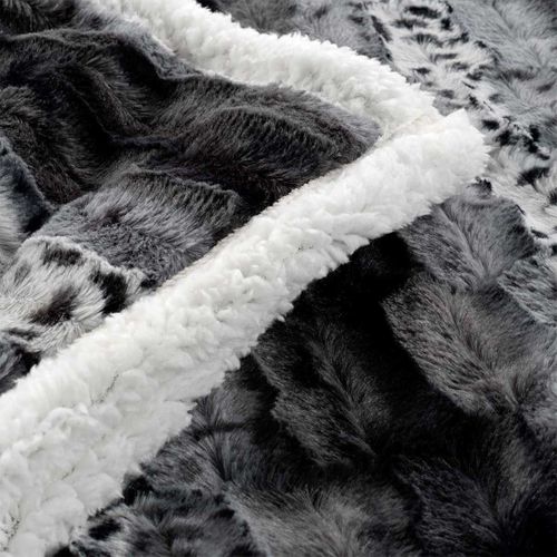 Plaid Imitation Fourrure Grizzly Gris 125x150