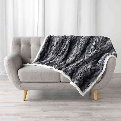 Plaid Imitation Fourrure Grizzly Gris 125x150