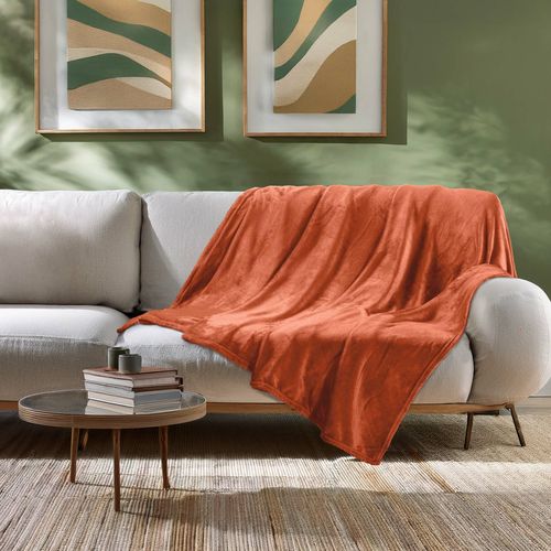 Plaid Flanelle Flanou Orange 180x220