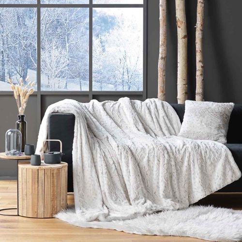 Plaid Imitation Fourrure/sherpa Alaska Blanc 125x150 Cm