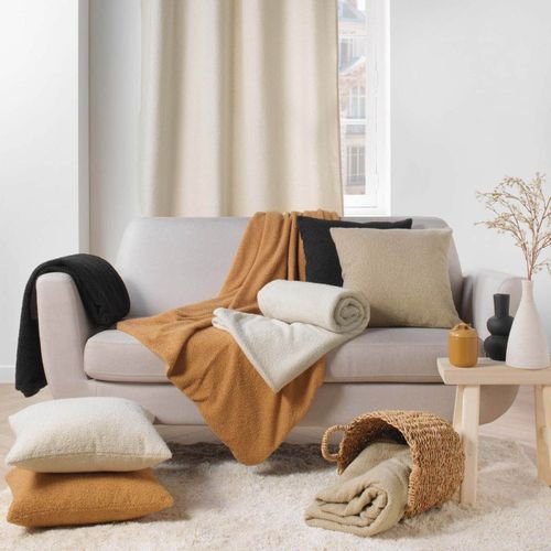 Coussin Déhoussable En Bouclette Unie - 45x45 Cm - Naturel