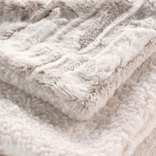 Plaid Imitation Fourrure/sherpa Lynx Blanc