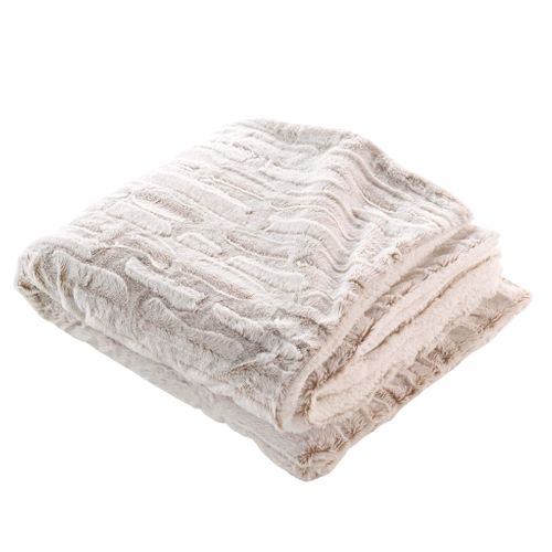 Plaid Imitation Fourrure/sherpa Lynx Blanc