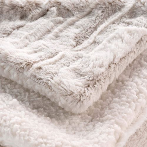 Plaid Imitation Fourrure/sherpa Lynx Blanc